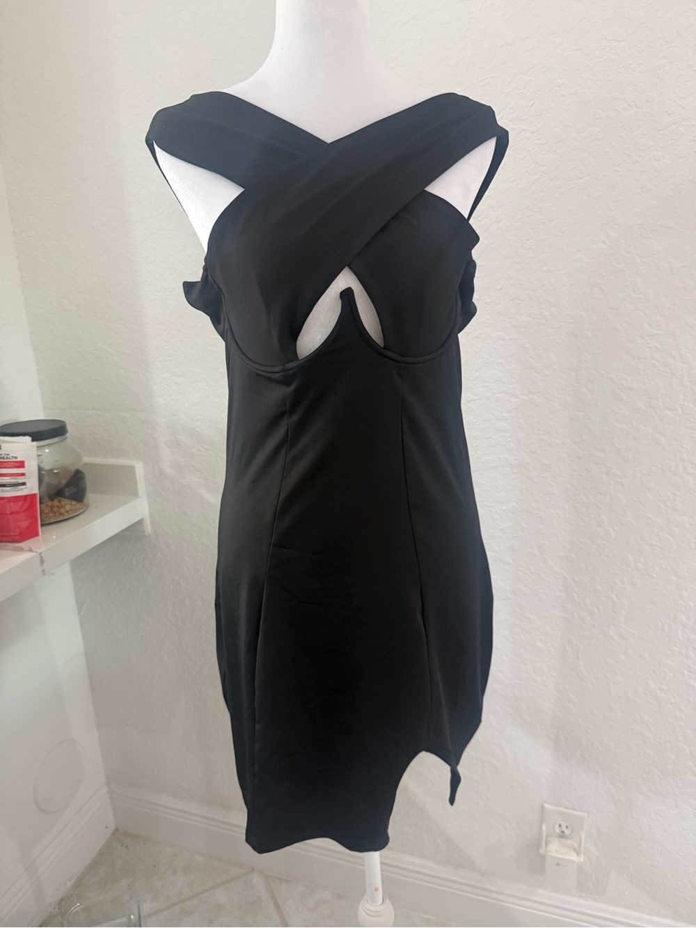 Party cocktail dress black stretchy. Never worn
